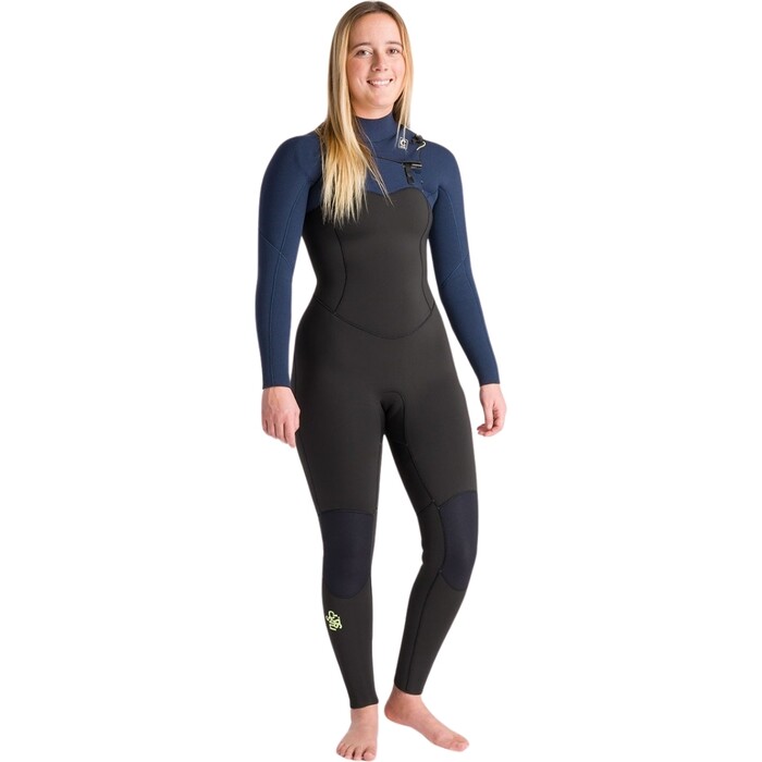 2024 C-Skins Womens Solace 5/4/3mm Chest Zip Wetsuit C-NSO54WCZ - Black / Bluestone / Cool Green