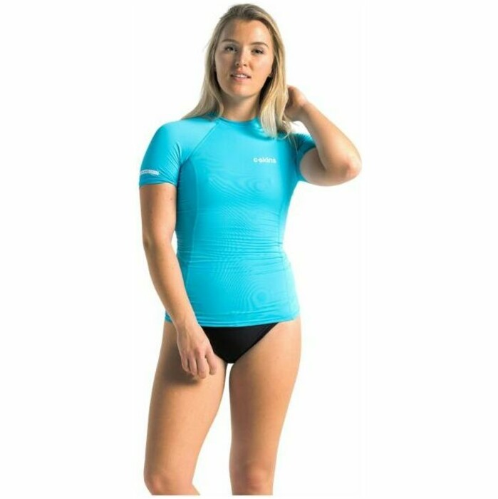 2024 C- Skins Frauen UV Skins Basics Kurzarm-Lycraweste C-LYSSWC - Ocean Blau / White