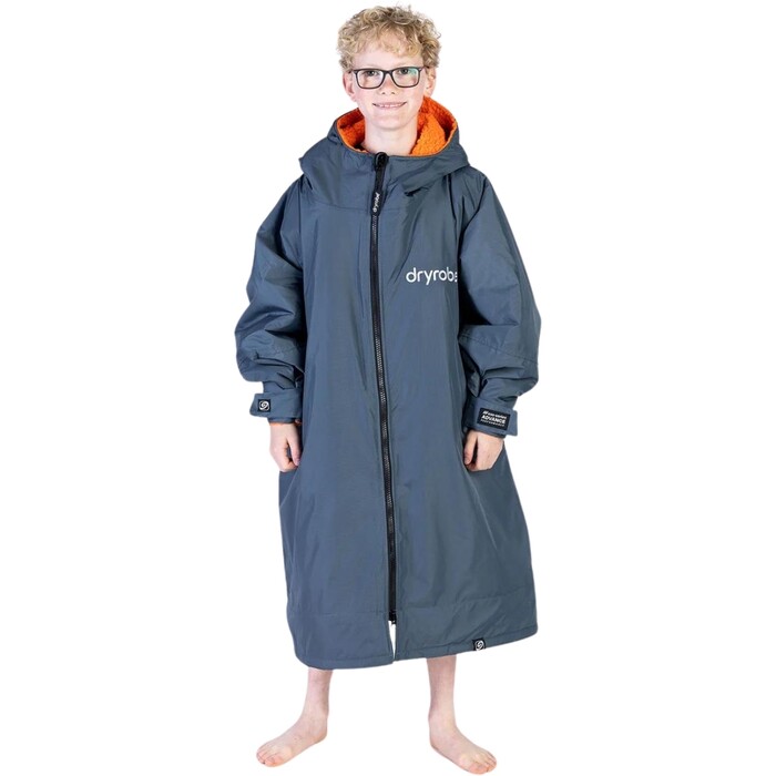 2024 Dryrobe Advance Junior Long Sleeve Changing Robe V3KSLSDA - Dark Grey / Orange