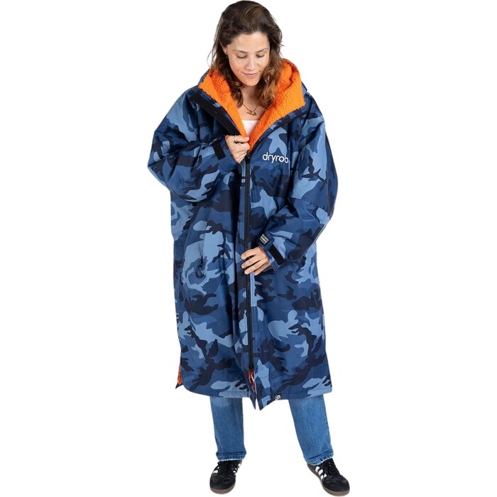 2024 Dryrobe Advance Langrmliges Wickelkleid Robe V3 DALSV3 - Blue Camo / Orange