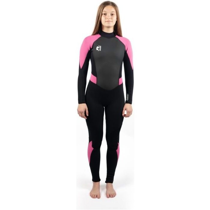 2024 Gul Junior Girls G-Force 3mm Flatlock Wetsuit GF1308-B7 - Black / Pink