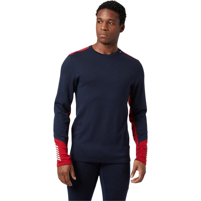 2024 Helly Hansen Mens Lifa Merino Midweight Crew Base Layer 49364 - Navy