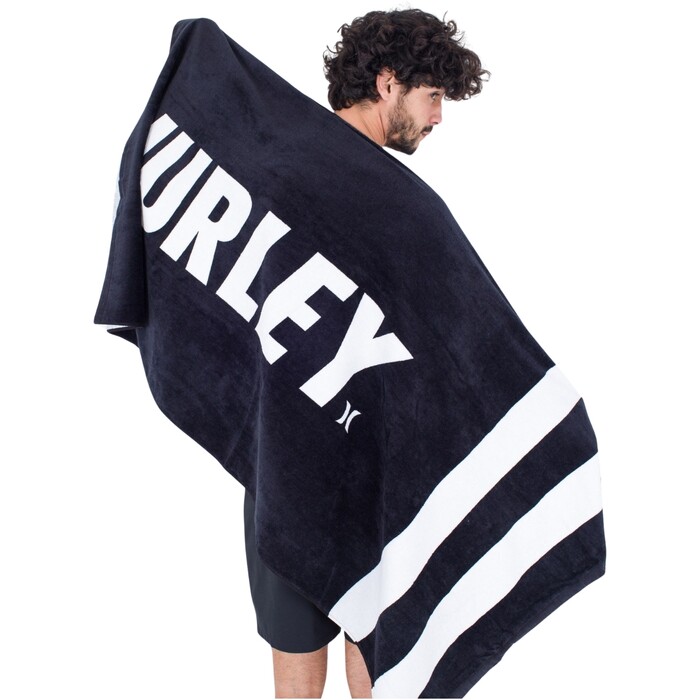 2024 Hurley Fastlane 2 Stripe Towel AMAX23Q1FT - Black