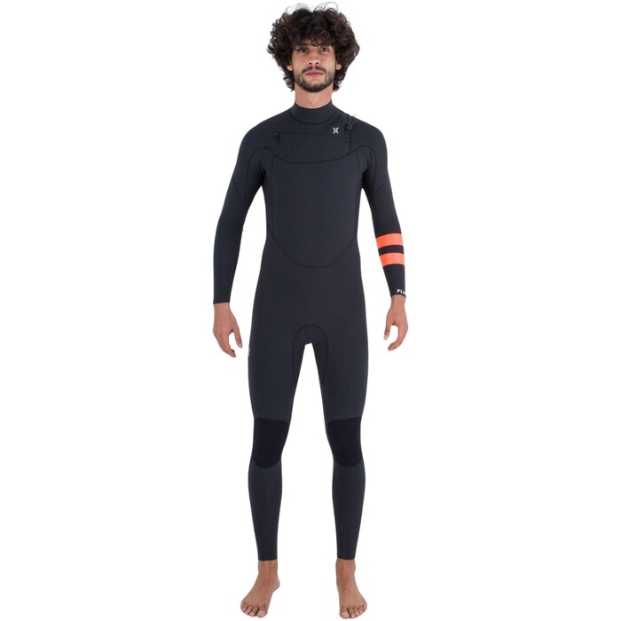 2024 Hurley Mens Plus 4/3mm Chest Zip Wetsuit MFS0012403 - Black / Graphite