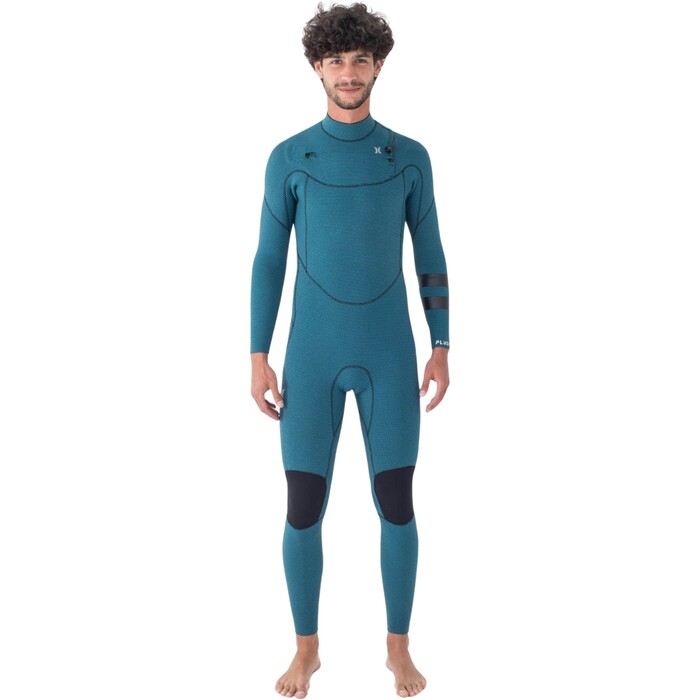 2024 Hurley Mens Plus 4/3mm Chest Zip Wetsuit MFS0012403 - Black / Sky / Blue