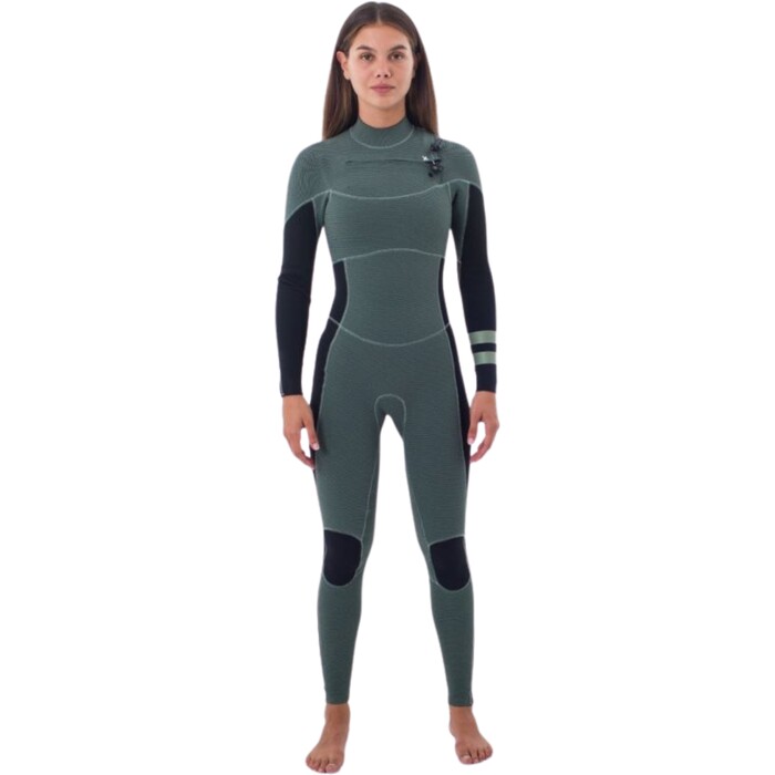 2024 Hurley Womens Plus 4/3mm Chest Zip Wetsuit WFS0012403 - Black Petina