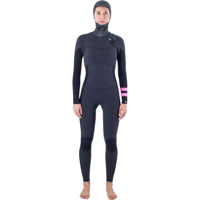 2024 Hurley Frauen Plus 5/3mm Mit Kapuze Brustreiverschluss Neoprenanzug WFS0012544 - Black / Graphite