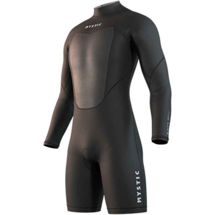 2025 Mystic Mens Brand 3/2mm Long Arm Back Zip Flatlock Shorty Wetsuit 35000.250034 - Black