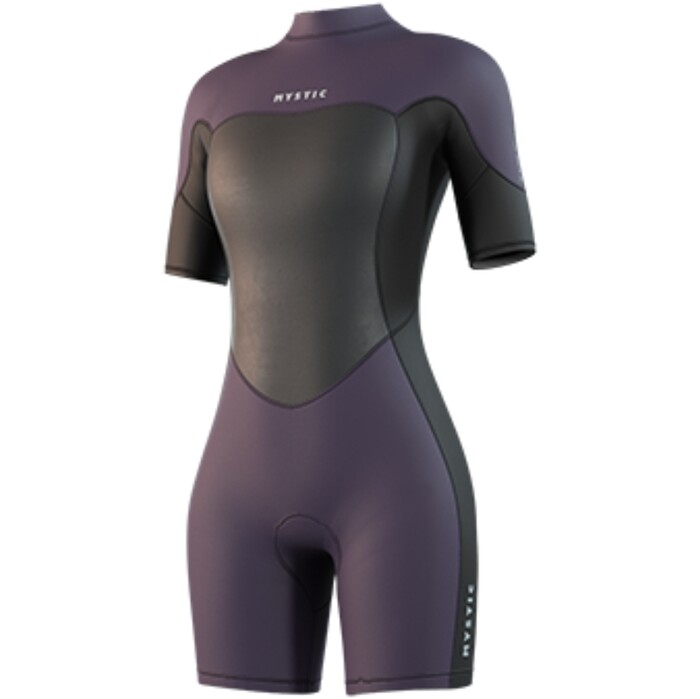 2025 Mystic Womens Brand 3/2mm Back Zip Flatlock Shorty Wetsuit 35000.250064 - Deep Purple