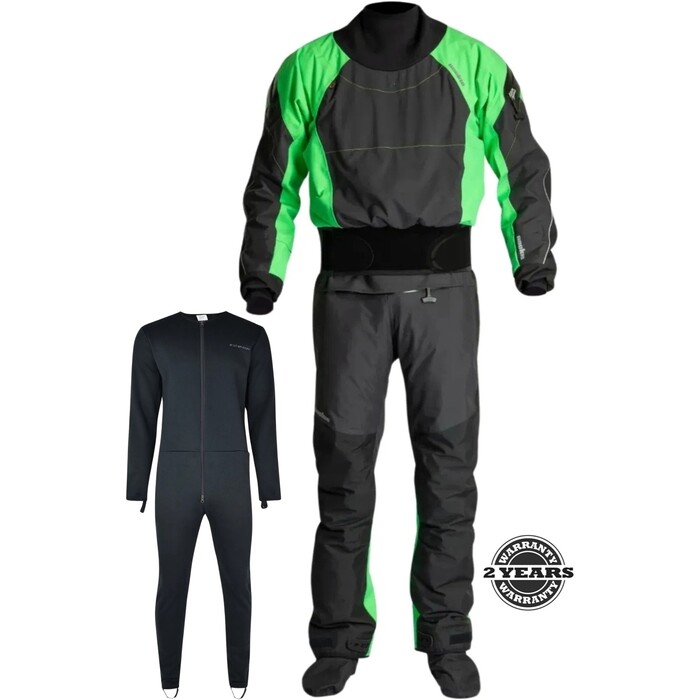 2024 Nookie Fusion Latex Drysuit And Free Underfleece DR50200102 - Black / Green