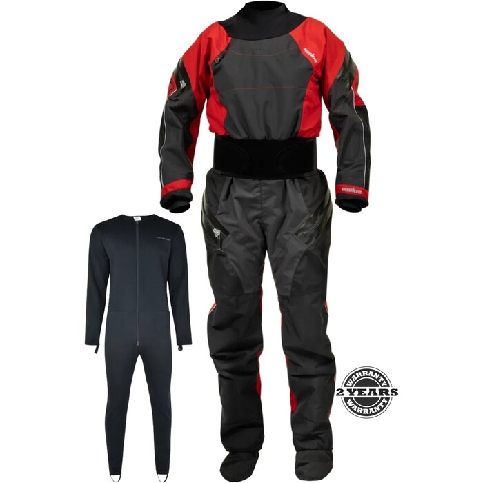 2024 Nookie Womens Fusion Latex Drysuit and Free Underfleece DR61200102 - Black / Red