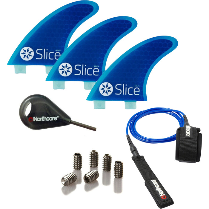 2024 Northcore S5 FCS Flossen & 6ft Leash Surfboard Essentials Bundle SLI-02 - Blue