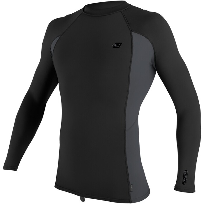 2024 O'Neill Mens Premium Skins Long Sleeve Rash Vest 4170B - Black / Graphite