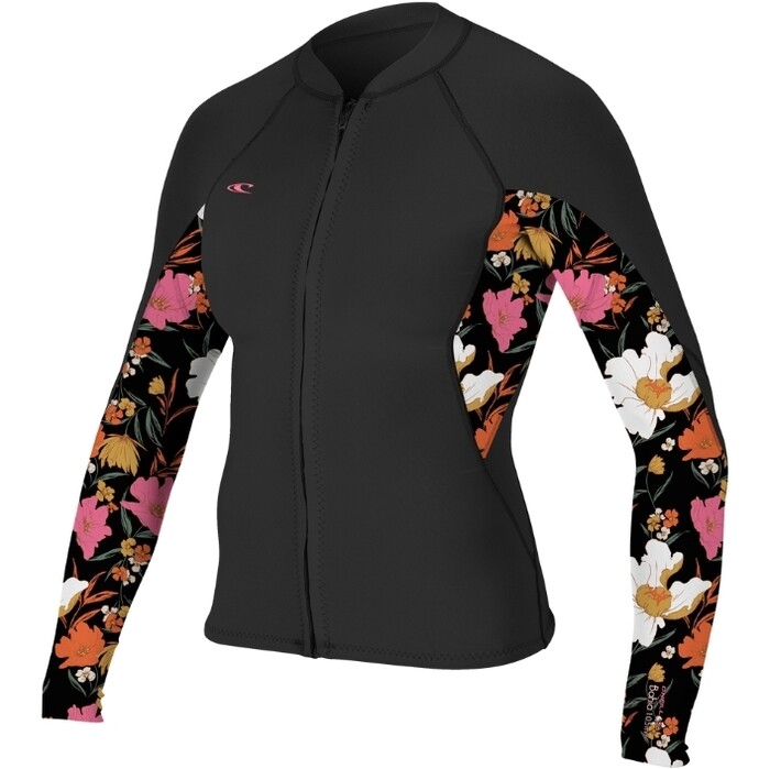 2024 O'Neill Frauen Bahia 1/ 0.5mm Full Zip Wetsuit Jacket 4933 - Black / BlueMchen