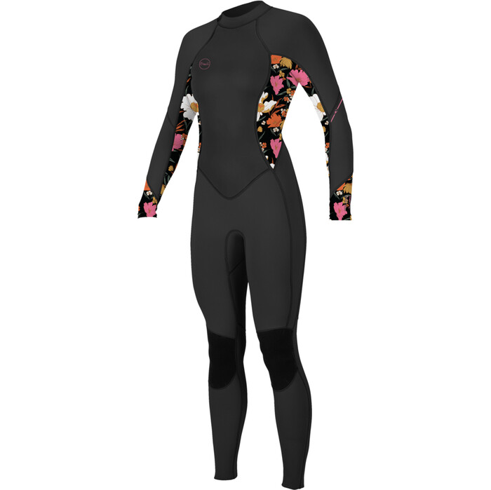 2024 O'Neill Womens Bahia 3/2mm Back Zip Wetsuit 5292 - Black / Bluemchen