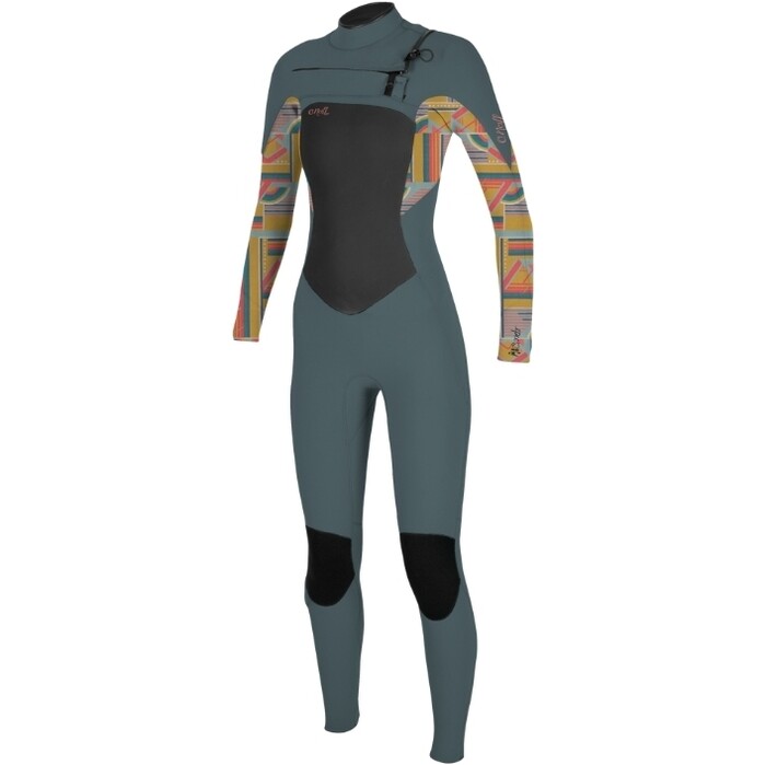 2024 O'Neill Womens Epic 4/3mm Chest Zip Wetsuit 5356 - Shade / Arta Geo