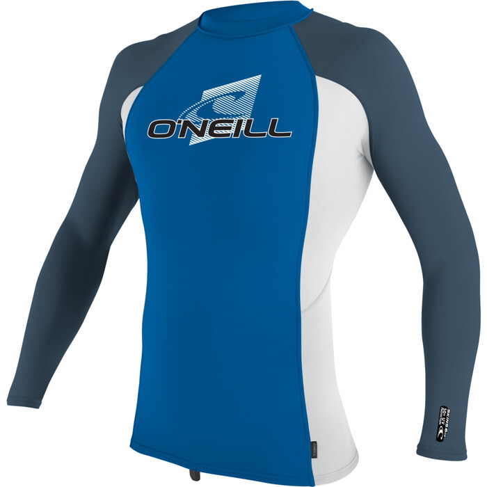 2024 O'Neill Youth Premium Skins Long Sleeve Rash Guard 4174 - Ocean / White / Copen Blau