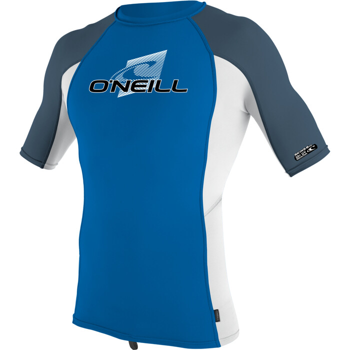 2024 O'Neill Youth Premium Skins Kurzarm Rash Guard 4173 - Ocean / White / Copen Blue