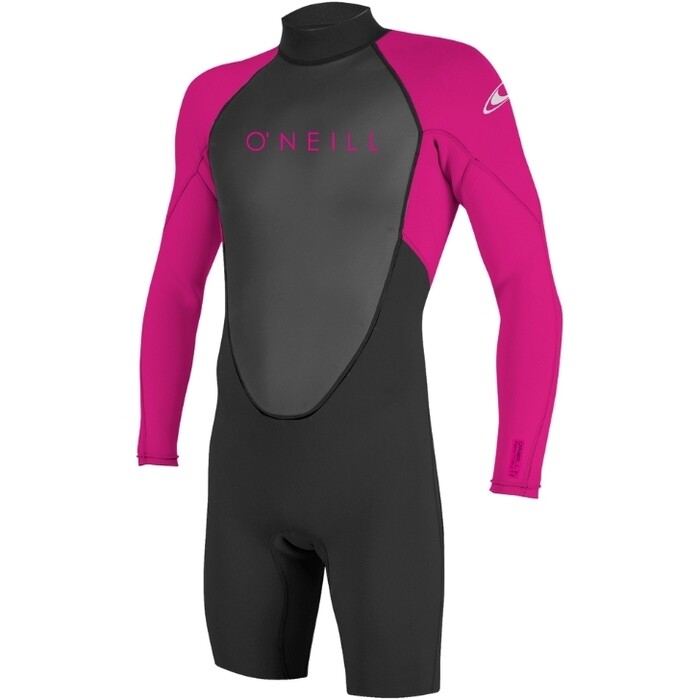 2024 O'Neill Youth Reactor II 2mm Long Sleeve Back Zip Shorty Wetsuit 5458 - Black / Berry