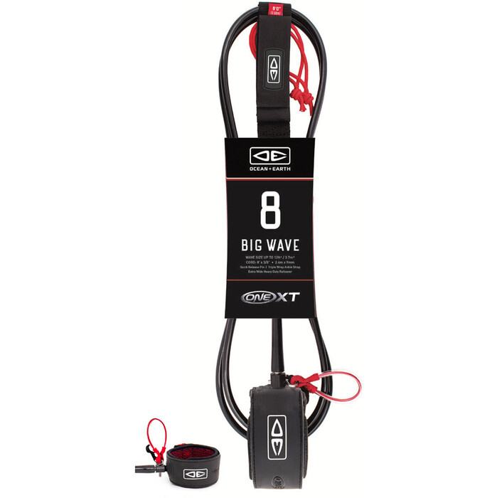 2024 Ocean and Earth 8FT Big Wave Pin Release One-XT Surf Leash OESLP80XT - Black