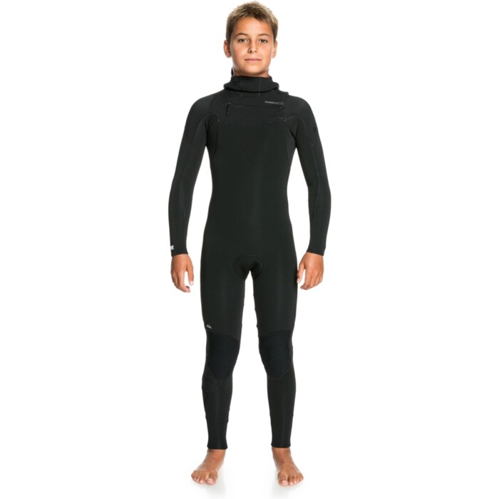 2024 Quiksilver Junior Everyday Sessions 4/3mm Chest Zip Hooded Wetsuit EQBW203007 - Black