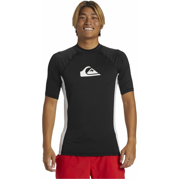 2024 Quiksilver Mens Everyday Comp UV50 Short Sleeve Rash Vest AQYWR03141 - Black