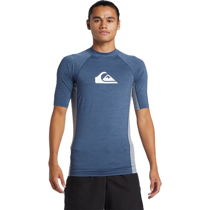 2024 Quiksilver Mens Everyday Comp UV50 Short Sleeve Rash Vest AQYWR03141 - Vintage Indigo Heather