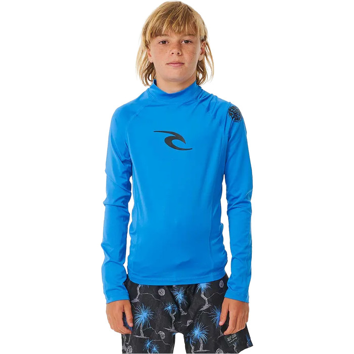 2024 Rip Curl Jungen Brand Wave UPF Long Sleeve Lycra Vest 122BRV - Blue Gum