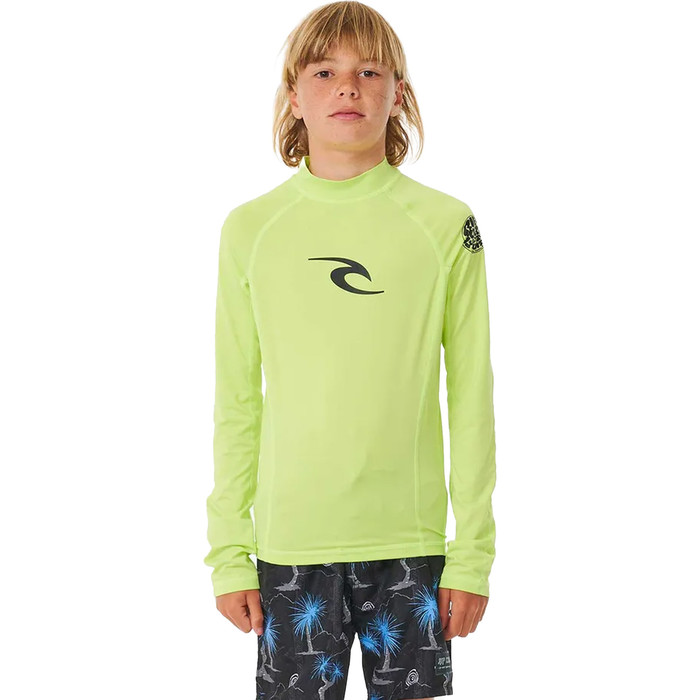 2024 Rip Curl Jungen Brand Wave UPF Long Sleeve Lycra Vest 122BRV - Lime