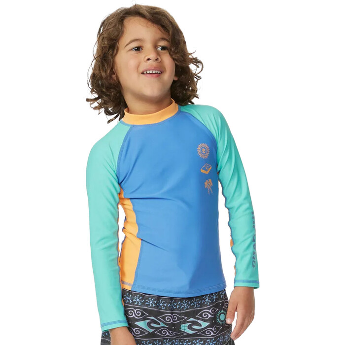 2024 Rip Curl Boys Mystic Waves UPF Long Sleeve Rash Vest TNOTRV - Blue Yonder