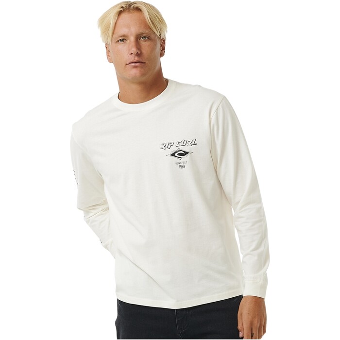 Rip Curl 2024 Fade Out Icon Langarm T-Shirt 0BQMTE - Bone