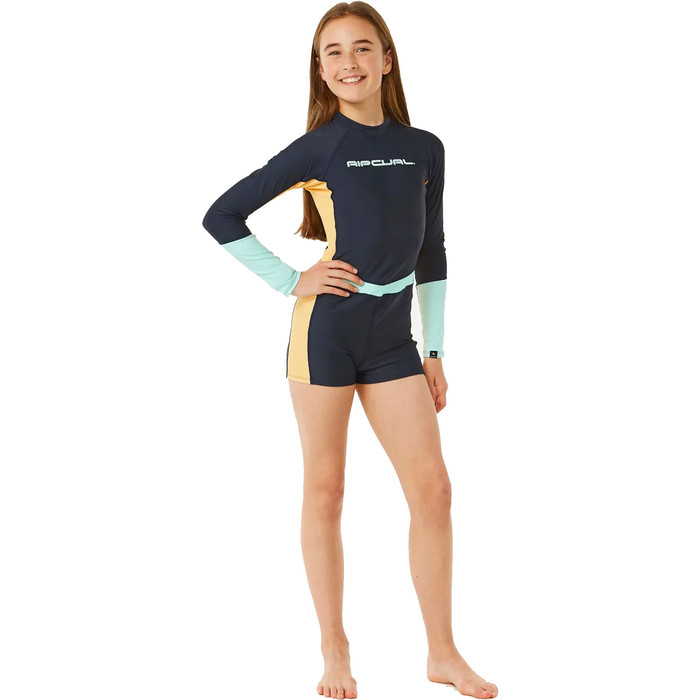 2024 Rip Curl Mdchen Block Party Boyleg UV Surfsuit 12PGRV - Navy