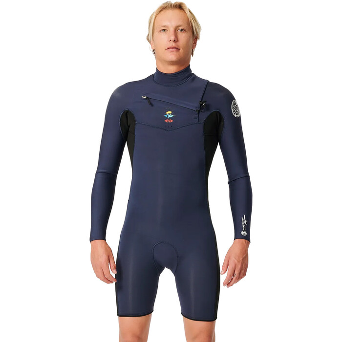 2024 Rip Curl Mens Dawn Patrol 2mm Long Sleeve Chest Zip Shorty Wetsuit 11HMSP - Dark Navy