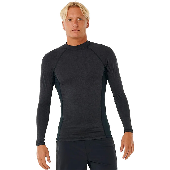 2024 Rip Curl Mnner Dawn Patrol Performance UPF Langarm-Lycra-Weste 14AMRV - Black Marled