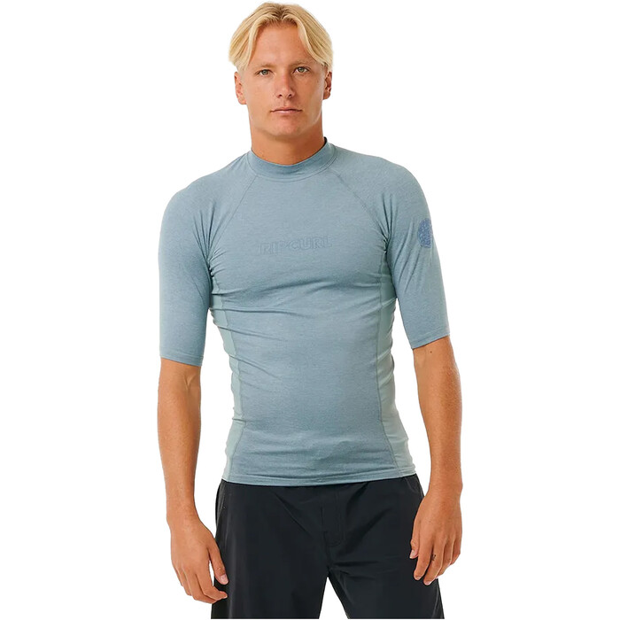 2024 Rip Curl Mnner Dawn Patrol Performance UPF Kurzarm-Lycraweste 14BMRV - Mineral Blue