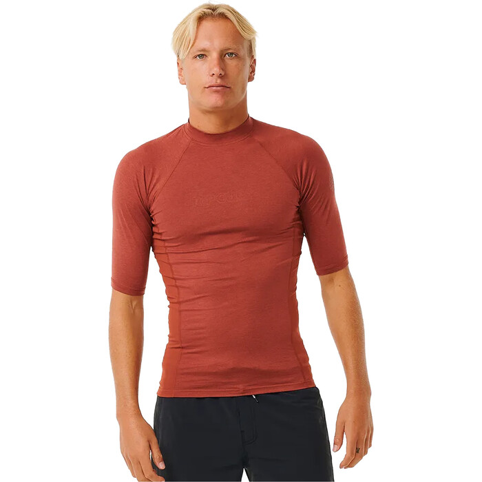 2024 Rip Curl Mens Dawn Patrol Performance UPF Short Sleeve Rash Vest 14BMRV - Red Marle