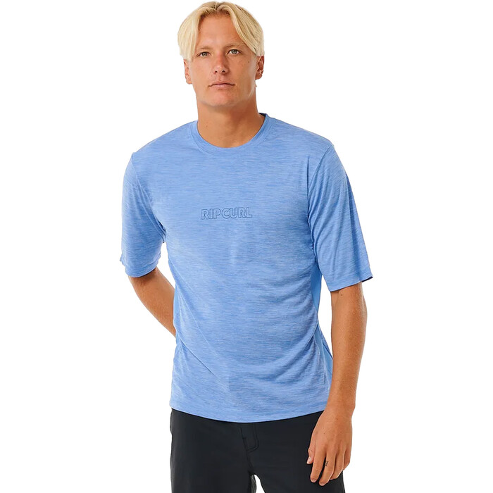 2024 Rip Curl Mens Dawn Patrol UPF Short Sleeve Rash Vest 14DMRV - Blue Marle