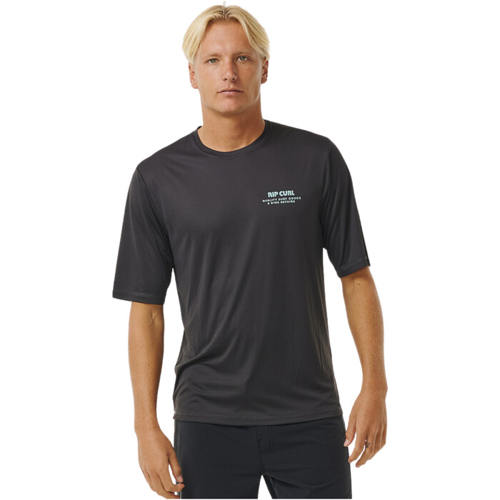 2024 Rip Curl Mens Ding Repairs Surflite UPF Rash Tee 14WMRV - Washed Black