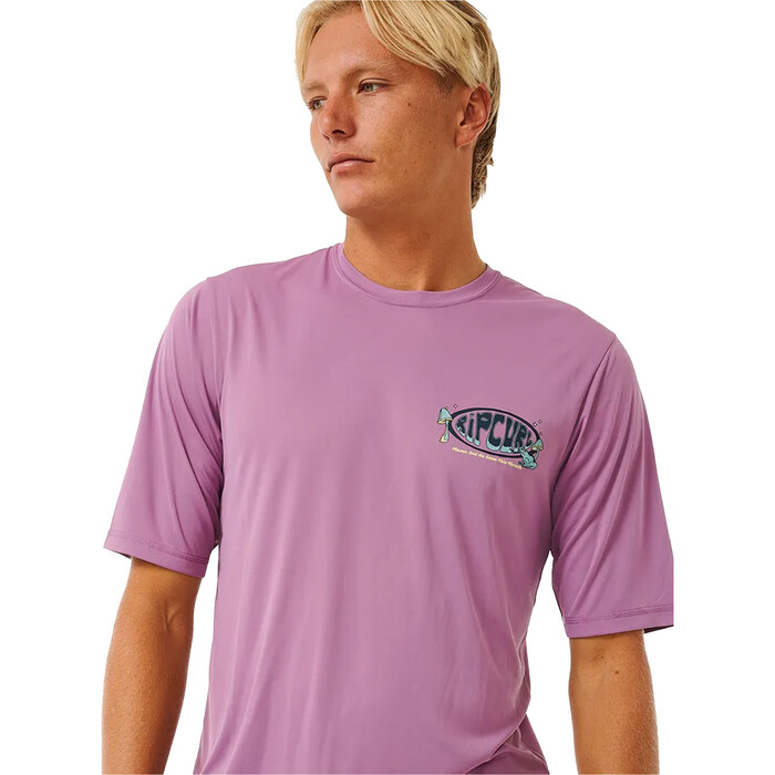 2024 Rip Curl Mens Mason Pipe Surflite UPF Rash Vest 14XMRV - Dusty Purple