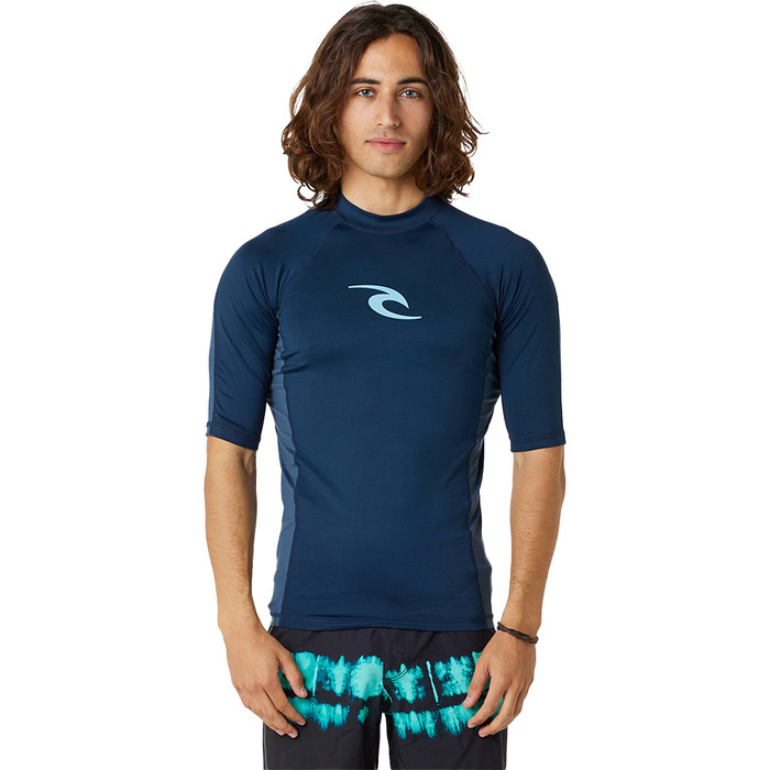 2024 Rip Curl Mnner Waves UPF Performance Kurzrmelige Lycra-Weste 142MRV - Dark Navy