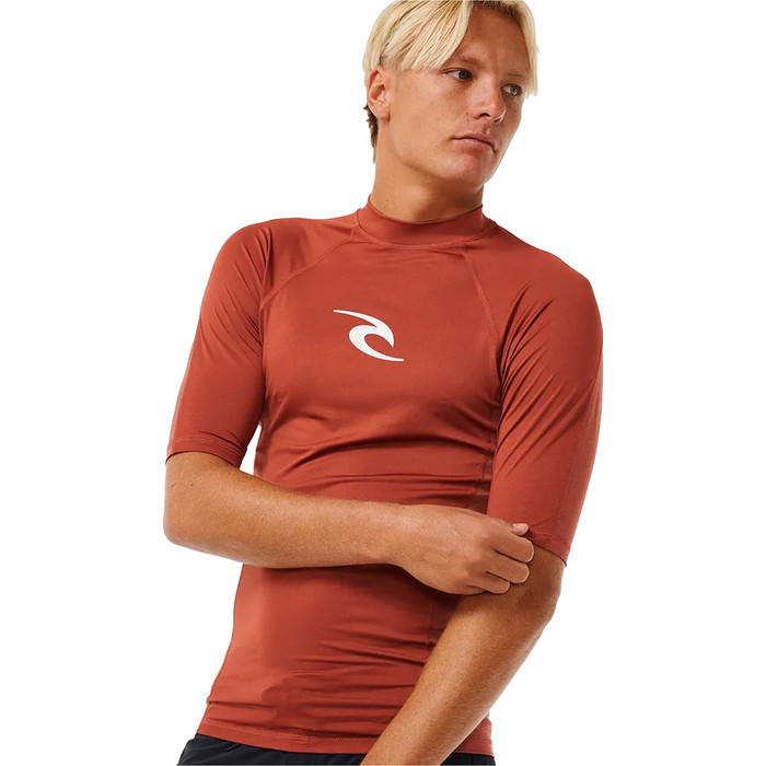 2024 Rip Curl Mnner Waves UPF Performance Kurzarm-Lycra-Weste 142MRV - Red