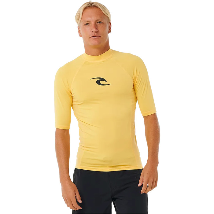 2024 Rip Curl Mnner Waves UPF Performance Kurzrmelige Lycra-Weste 142MRV - Yellow