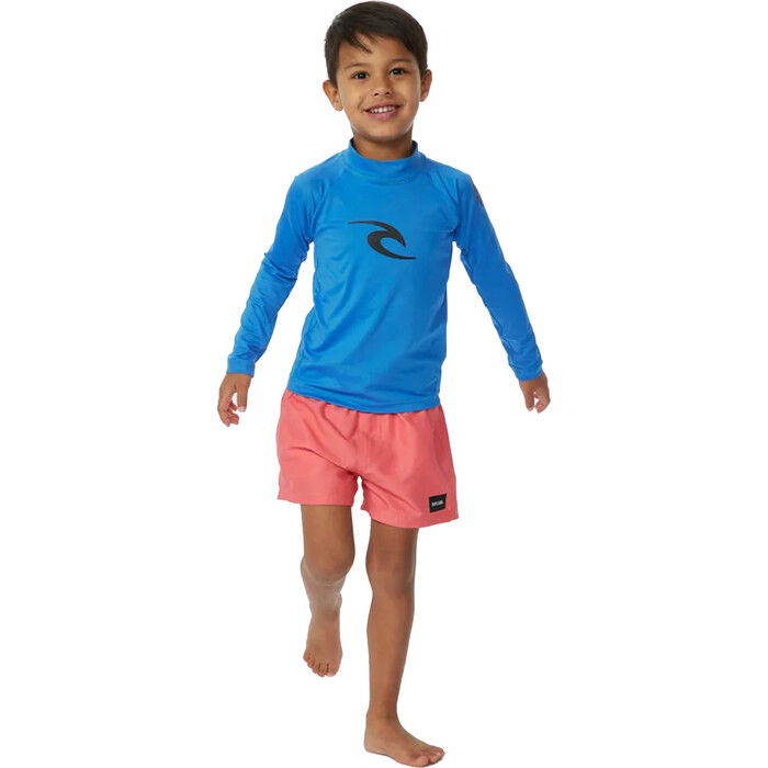 2024 Rip Curl Toddler Brand Wave UPF Long Sleeve Rash Vest TNRTRV - Blue Gum