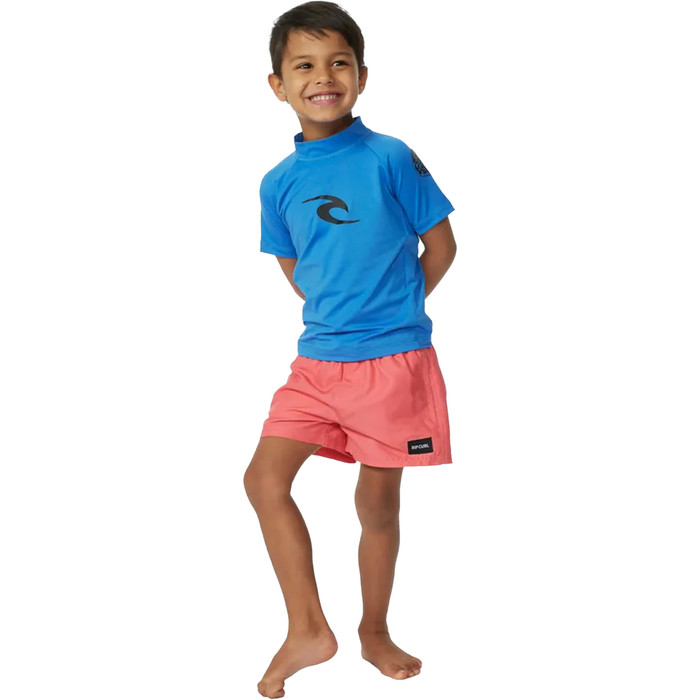 2024 Rip Curl Toddler Brand Wave UPF Short Sleeve Rash Vest TNQTRV - Blue Gum