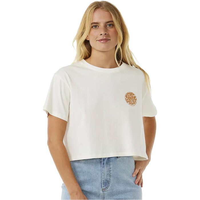 2024 Rip Curl Womens Wettie Icon Crop Tee 0BZWTE - Bone