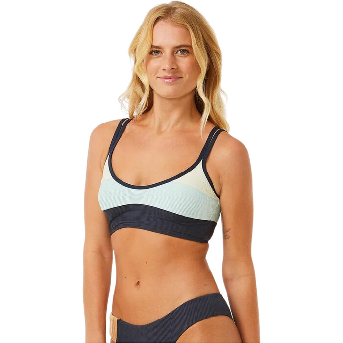 2024 Rip Curl Womens Block Party Spliced Crop Top 0DXWSW - Navy