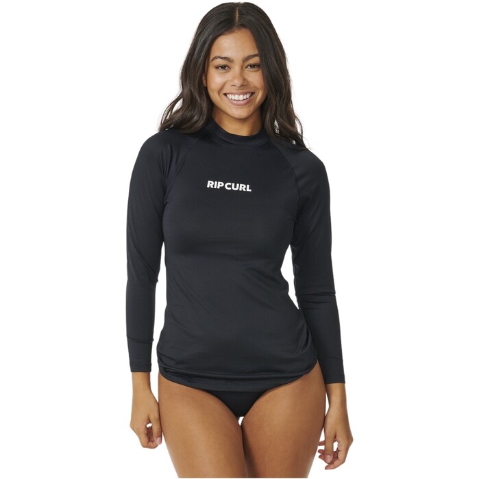 2024 Rip Curl Womens Classic Surf Long Sleeve UPF Rash Vest 17MWRV - Black