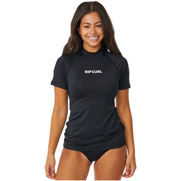 2024 Rip Curl Womens Classic Surf Short Sleeve Rash Vest 17NWRV - Black