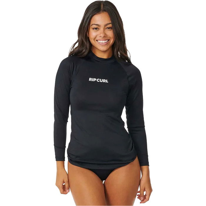 2024 Rip Curl Womens Classic Surf UPF Long Sleeve Rash Vest 15IWRV - Black