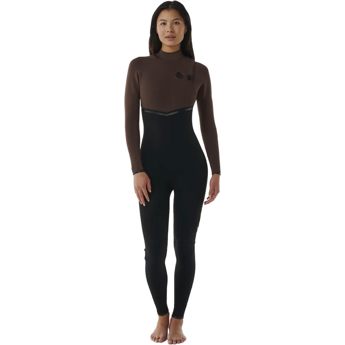 2024 Rip Curl Womens E-Bomb 4/3mm Zip Free Wetsuit 14KWFS - Chocolate Brown